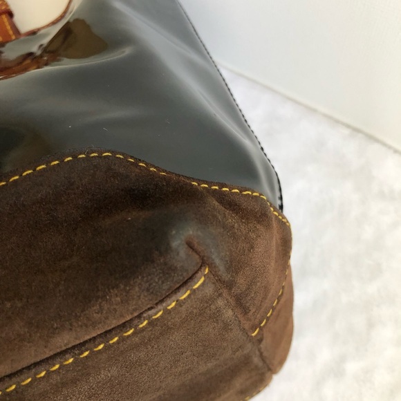 Dooney & Bourke Tote Black Patent Leather Suede Bottom J1692567 - Picture 15 of 16